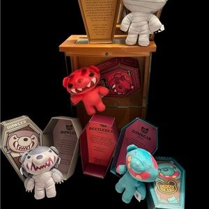 Stuffed Animal Set - Red, Blue, Gray